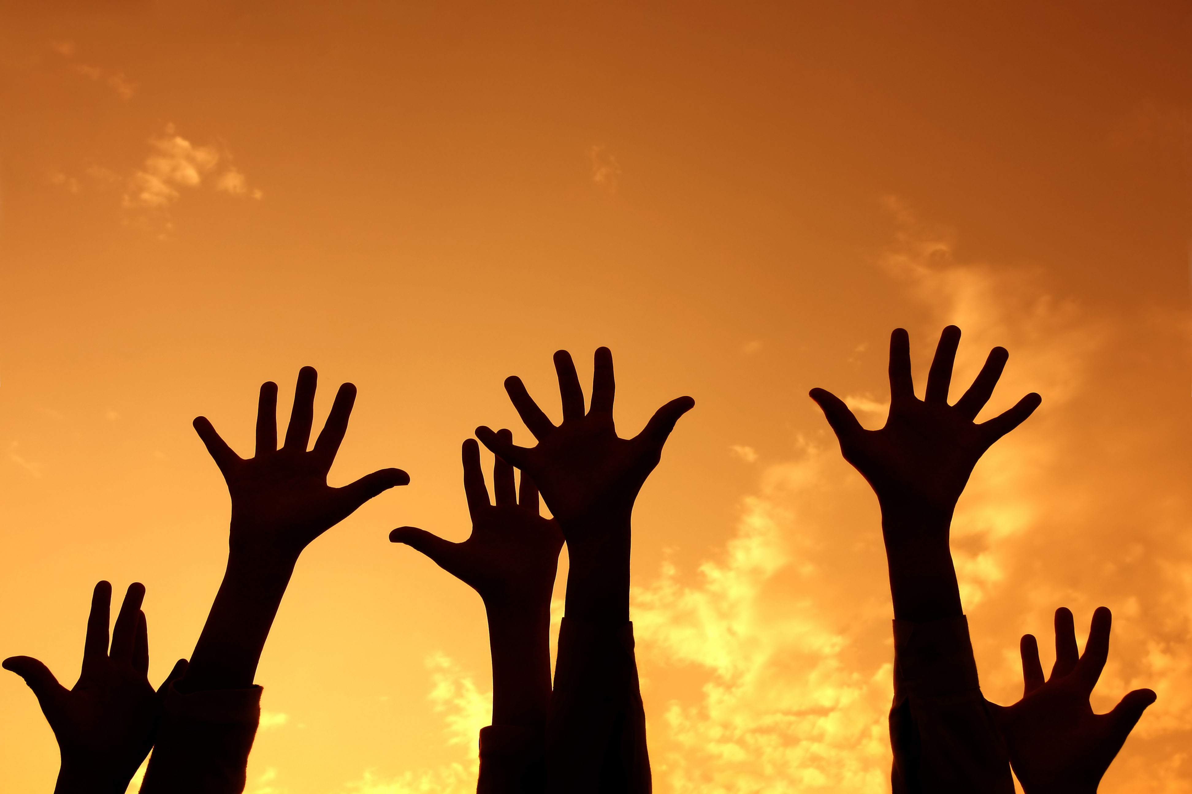 People raising their hands.