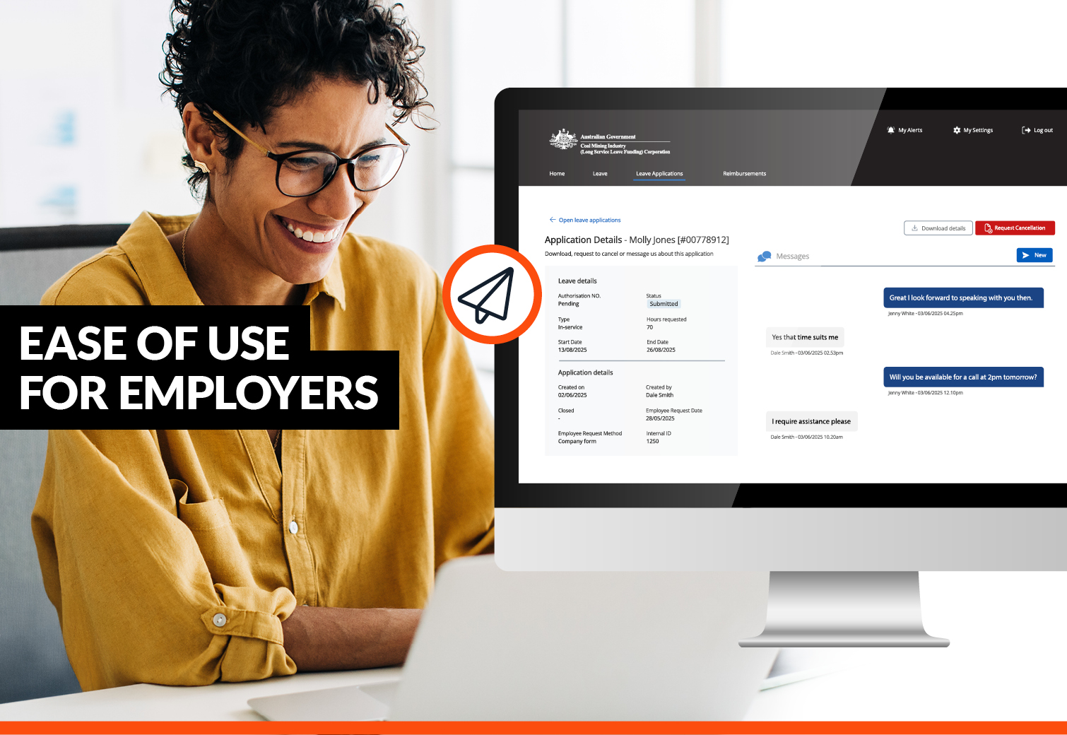 Employer header for Digital Leave Application page An employer updates details as part of the new digital leave application process.